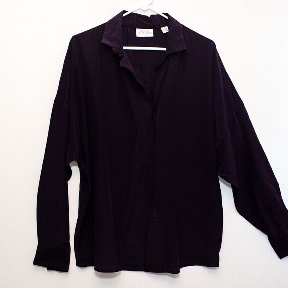 Linda Allard Ellen Tracy womens purple Silk 12 button down shirt - Picture 2 of 6